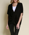 Black Bamboo Knit Wrap Top on female model