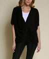 Black Bamboo Knit Wrap Top on female model