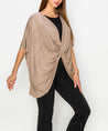 Taupe Bamboo Knit Wrap Top on female model