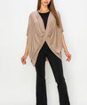 Taupe Bamboo Knit Wrap Top on female model