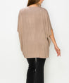 Taupe Bamboo Knit Wrap Top on female model