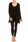 A black bamboo knit long cardigan on female model