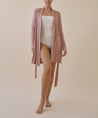 Mauve Bamboo Knit Robe on female model