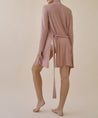 Mauve Bamboo Knit Robe on female model