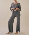 Charcoal Bamboo Knit Nighty Day Set on female model