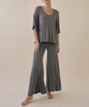 Charcoal Bamboo Knit Nighty Day Set on female model