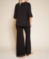 Black Bamboo Knit Nighty Day Set on female model