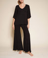 Black Bamboo Knit Nighty Day Set on female model