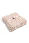 Cozy cable knit throw in beige color