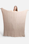 Cozy cable knit throw in beige color