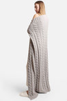 Cozy cable knit throw in gray color